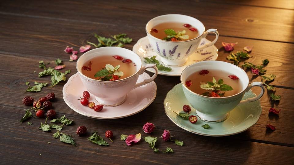 Три чайных купажа: шиповник, мята, мелисса